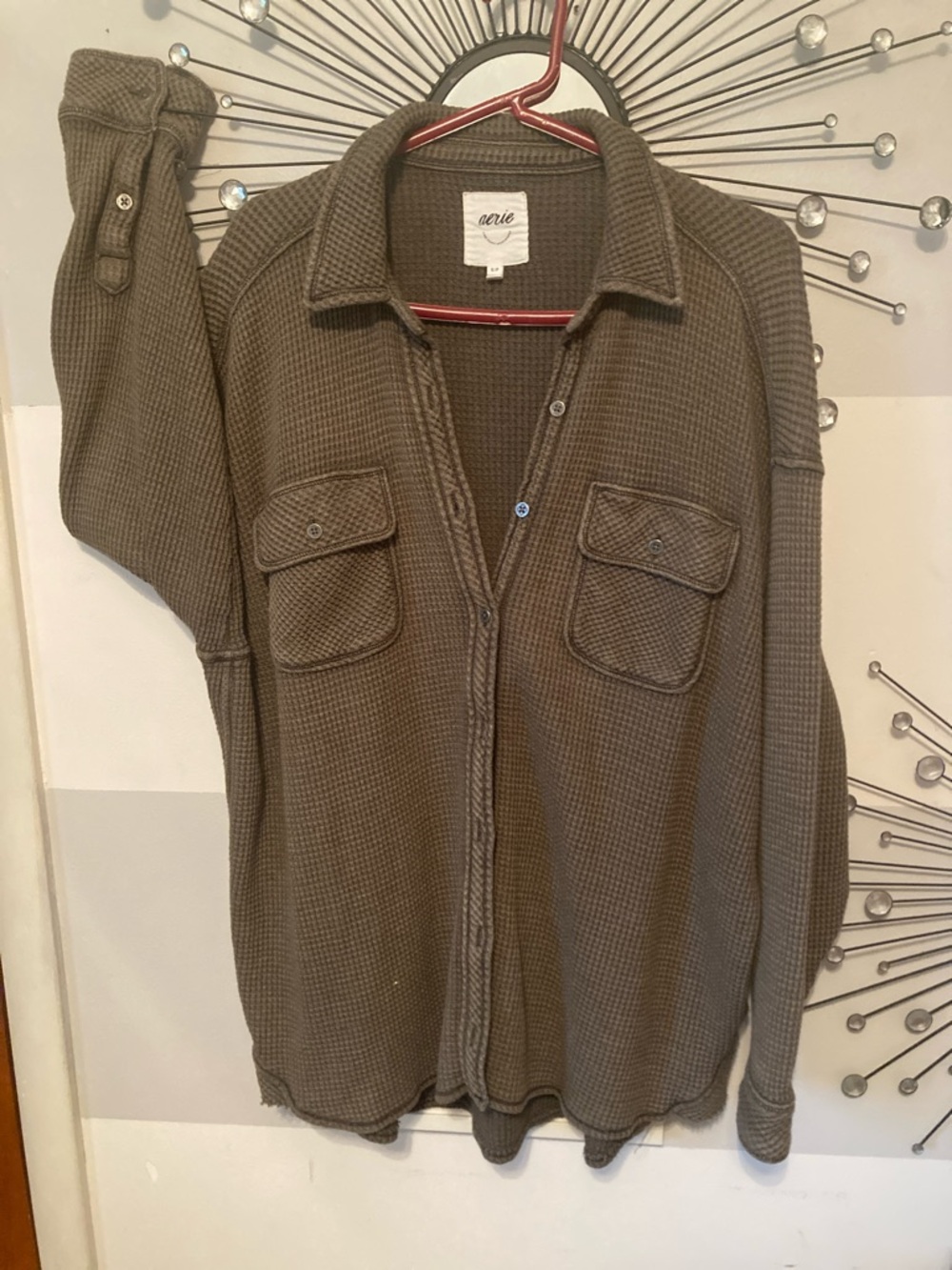 Women’s  Olive Green Waffle shirt/jacket